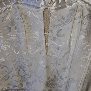 White, satin, dainty, ribbon lace-up corset.